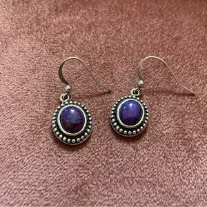 Charming Charlie Purple Stone Costume Dangle Earrings